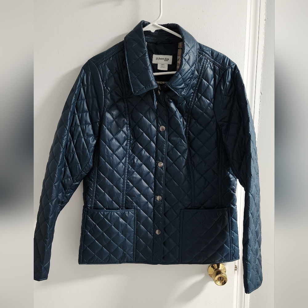 St. Johns Bay Women's Quilted Puffer Jacket - Dark Teal , Size L